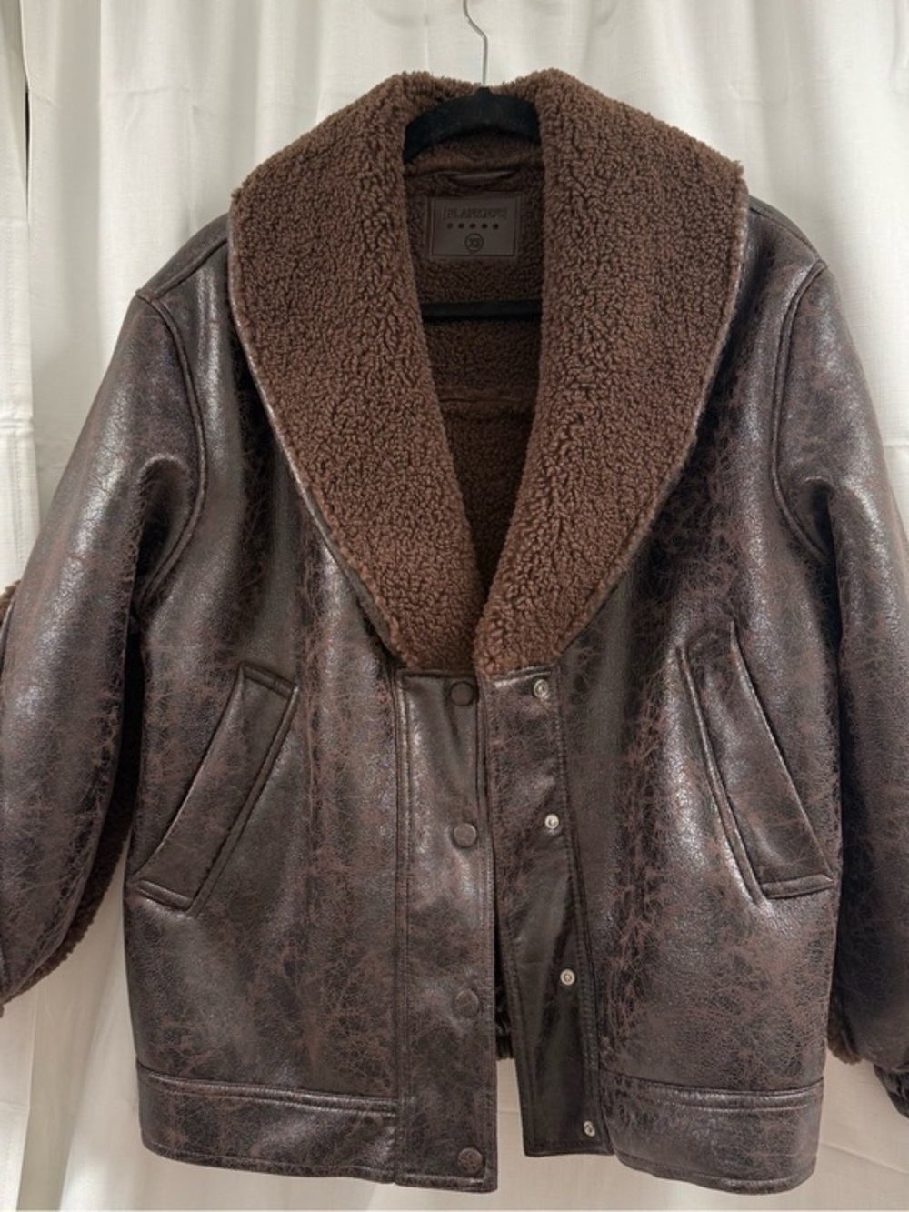 BlankNYC Brown Faux Shearling Aviator Jacket Size XS- Sherpa Lined